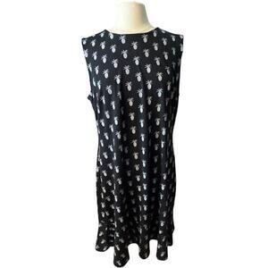 Margaret M Pineapple Sheath Dress Ruffle Hem Sleeveless Jersey Knit Size 1X